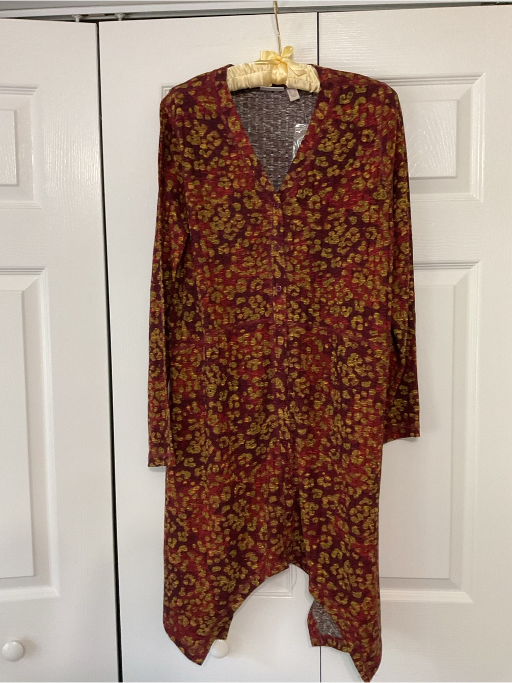 Logo Rust Floral V-Neck Long Sleeve Dress/Duster